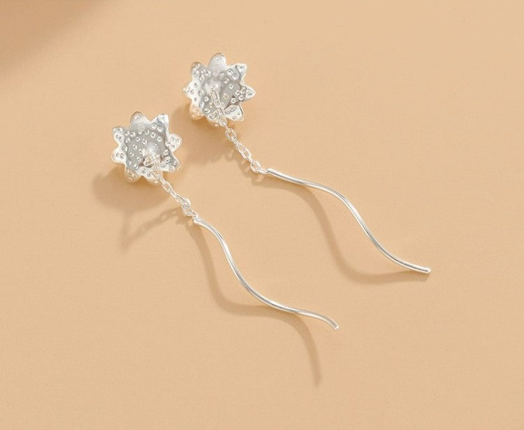 NA- Silver 999 Jasmine Flower Earring Lines Fashion Earrings//Anting-anting Bunga Melati Perak 999 Anting-anting Fashion