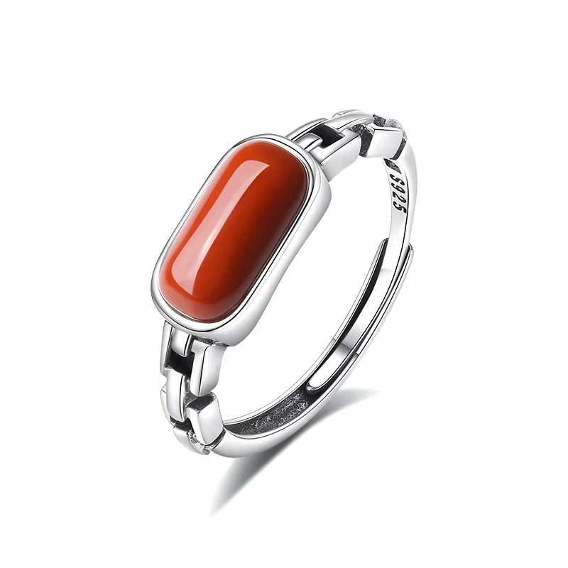 NA- Baoshan Nanhong South China Red Agate Ring Open Ring//Cincin Terbuka Batu Akik Merah Cina Selatan Baoshan Nanhong