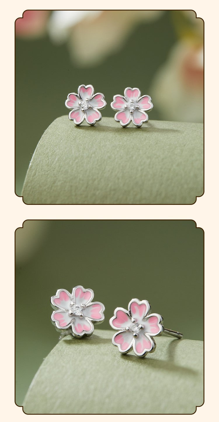 NA- Silver 999 Sakura Flower Earrings Pink Fashion Earrings Design//Anting Bunga Sakura Perak 999 Desain Anting Fashion Pink