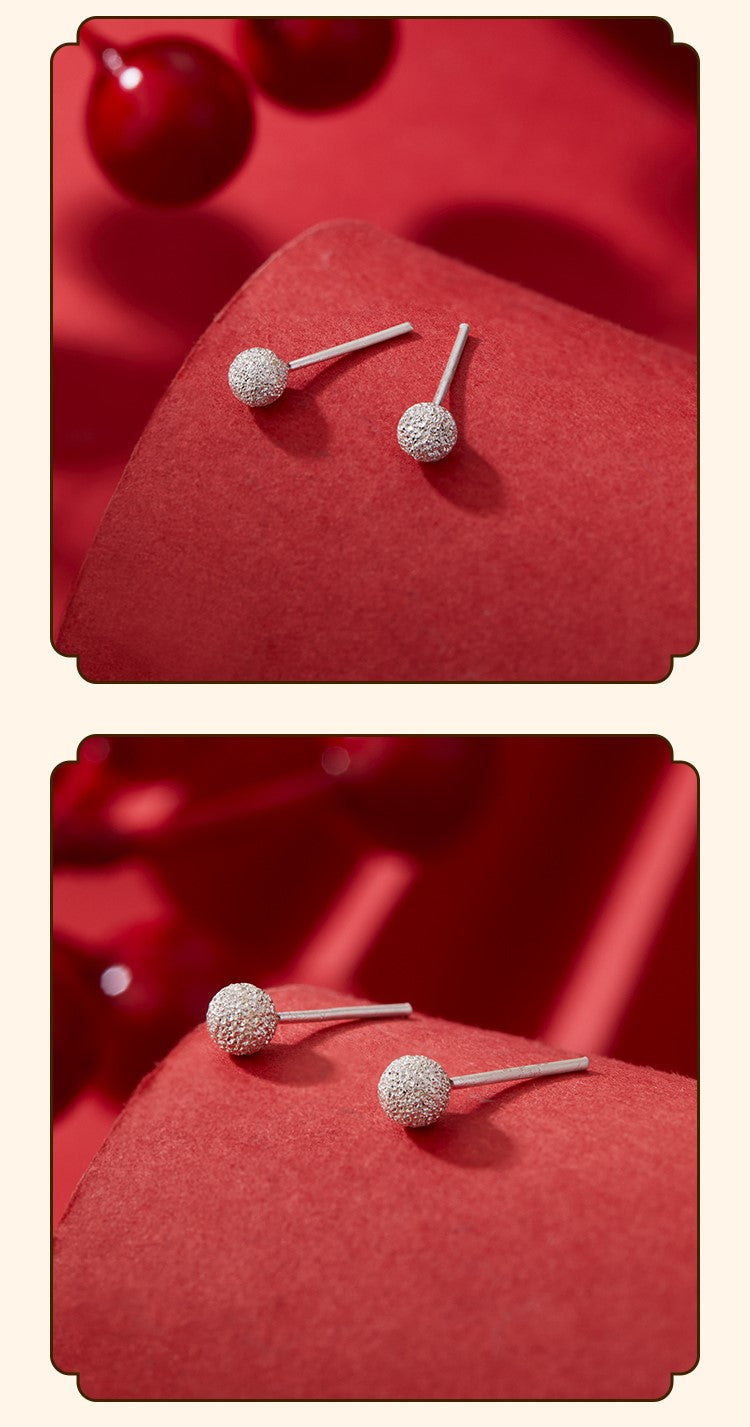NA- Silver 999 Earrings Stud Cute Ball Simple Fashion Design//Anting Perak 999 Stud Bola Lucu Desain Fashion Sederhana