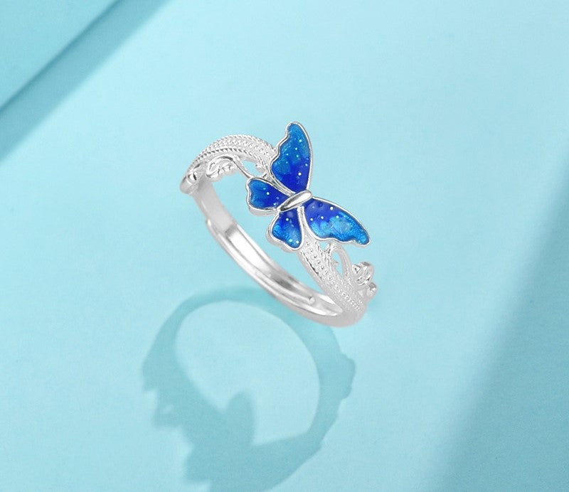 NA- Silve 999 Butterfly Design Ring Adjustable Resizable Fashion Ring//Cincin Desain Kupu-kupu Perak 999 Cincin Fashion yang Dapat Disesuaikan dan Diubah Ukurannya