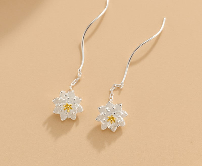 NA- Silver 999 Jasmine Flower Earring Lines Fashion Earrings//Anting-anting Bunga Melati Perak 999 Anting-anting Fashion