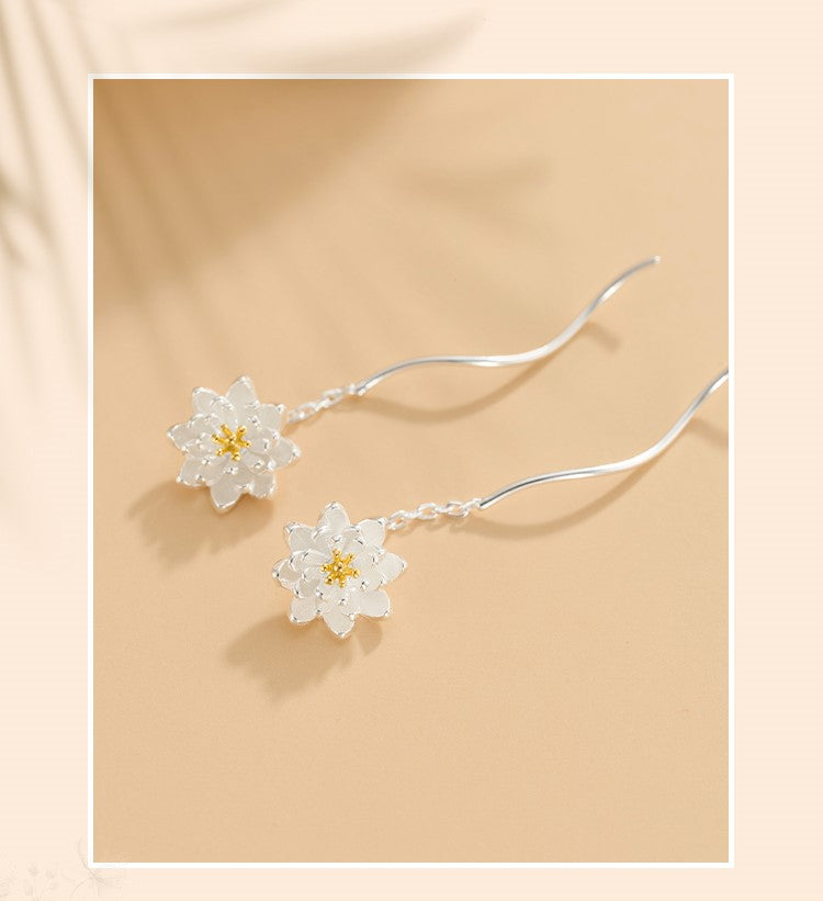 NA- Silver 999 Jasmine Flower Earring Lines Fashion Earrings//Anting-anting Bunga Melati Perak 999 Anting-anting Fashion