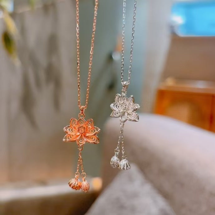 NA- 12. Lotus Flower Pendant Siver 999 with S999 Mark & Certification//NA 12. Liontin Bunga Teratai Perak 999 dengan Tanda & Sertifikasi S999