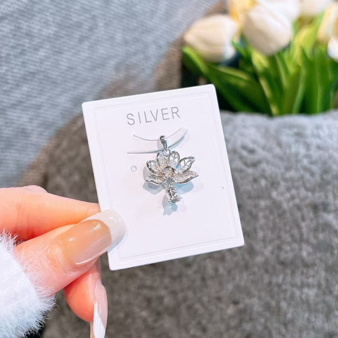 NA- 12. Lotus Flower Pendant Siver 999 with S999 Mark & Certification//NA 12. Liontin Bunga Teratai Perak 999 dengan Tanda & Sertifikasi S999