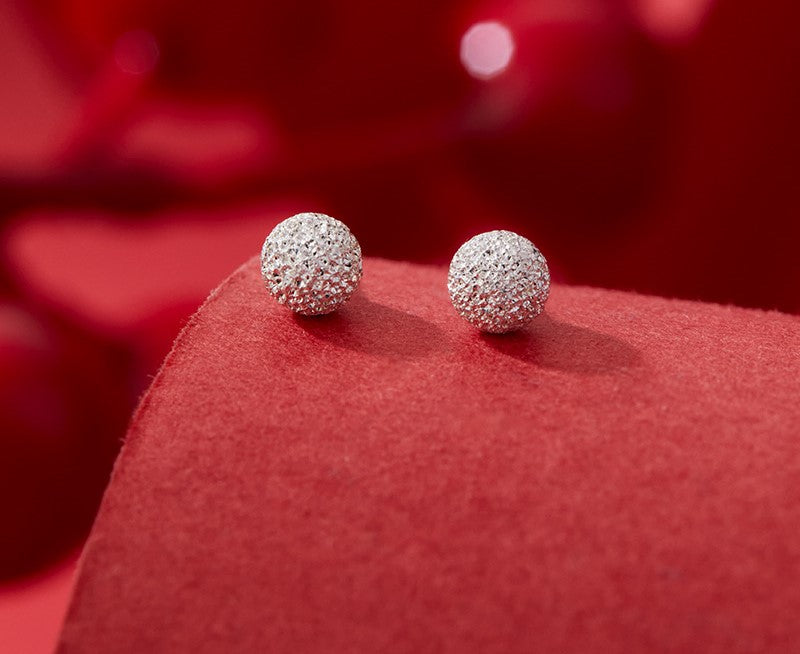 NA- Silver 999 Earrings Stud Cute Ball Simple Fashion Design//Anting Perak 999 Stud Bola Lucu Desain Fashion Sederhana