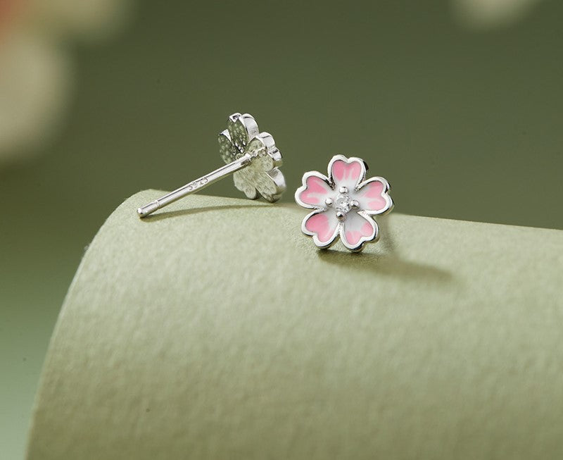 NA- Silver 999 Sakura Flower Earrings Pink Fashion Earrings Design//Anting Bunga Sakura Perak 999 Desain Anting Fashion Pink