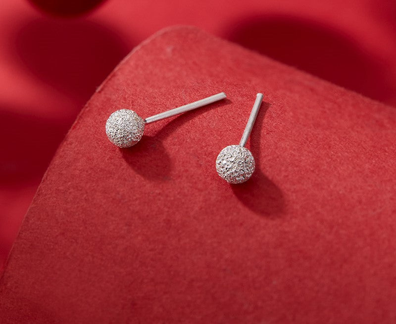 NA- Silver 999 Earrings Stud Cute Ball Simple Fashion Design//Anting Perak 999 Stud Bola Lucu Desain Fashion Sederhana
