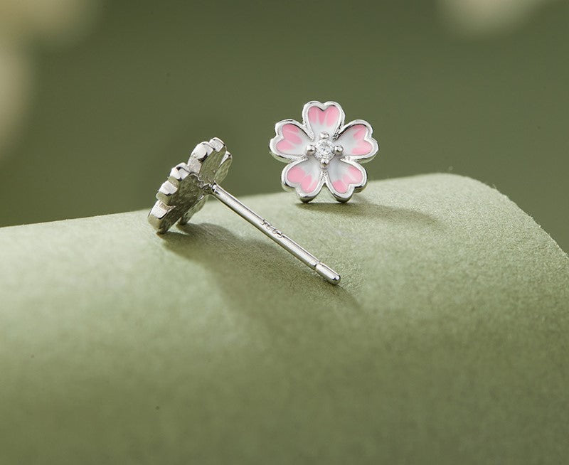 NA- Silver 999 Sakura Flower Earrings Pink Fashion Earrings Design//Anting Bunga Sakura Perak 999 Desain Anting Fashion Pink