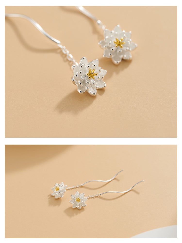 NA- Silver 999 Jasmine Flower Earring Lines Fashion Earrings//Anting-anting Bunga Melati Perak 999 Anting-anting Fashion