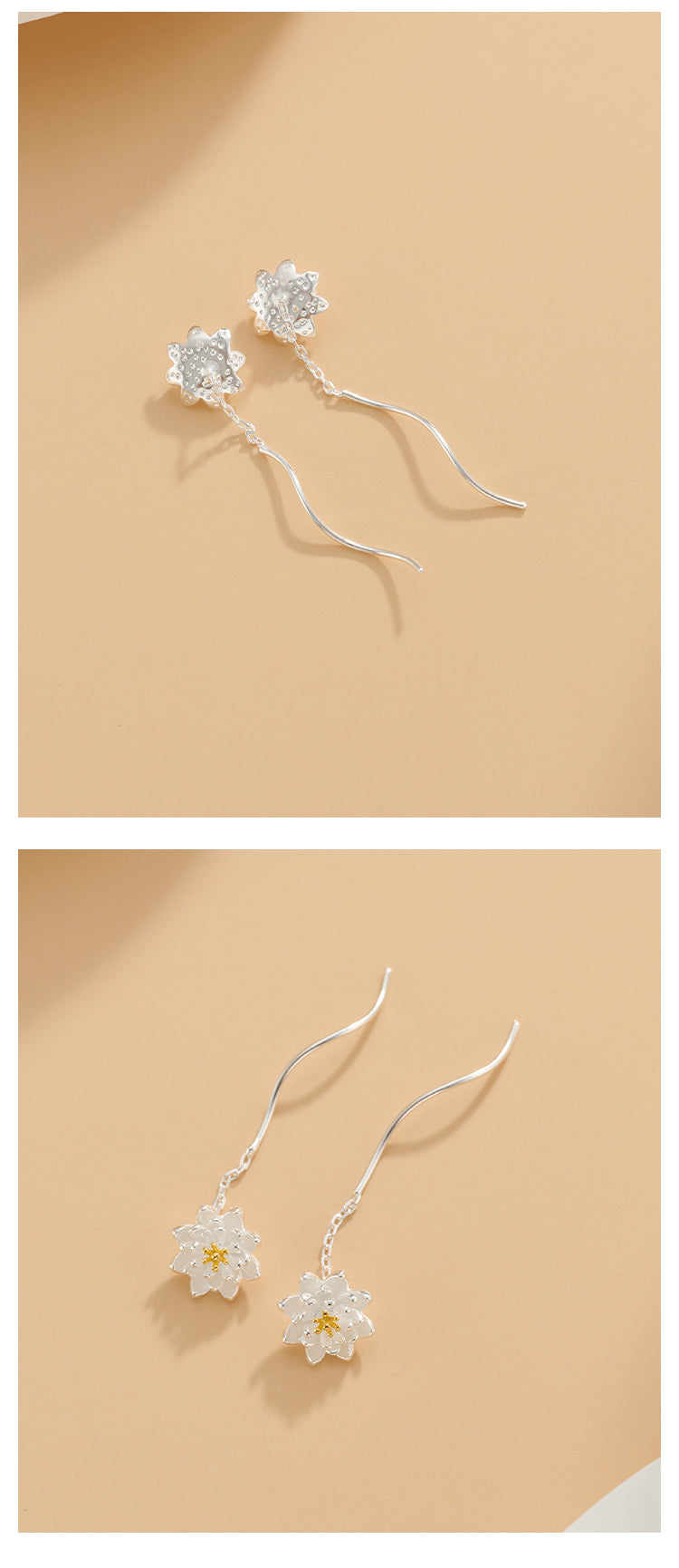 NA- Silver 999 Jasmine Flower Earring Lines Fashion Earrings//Anting-anting Bunga Melati Perak 999 Anting-anting Fashion