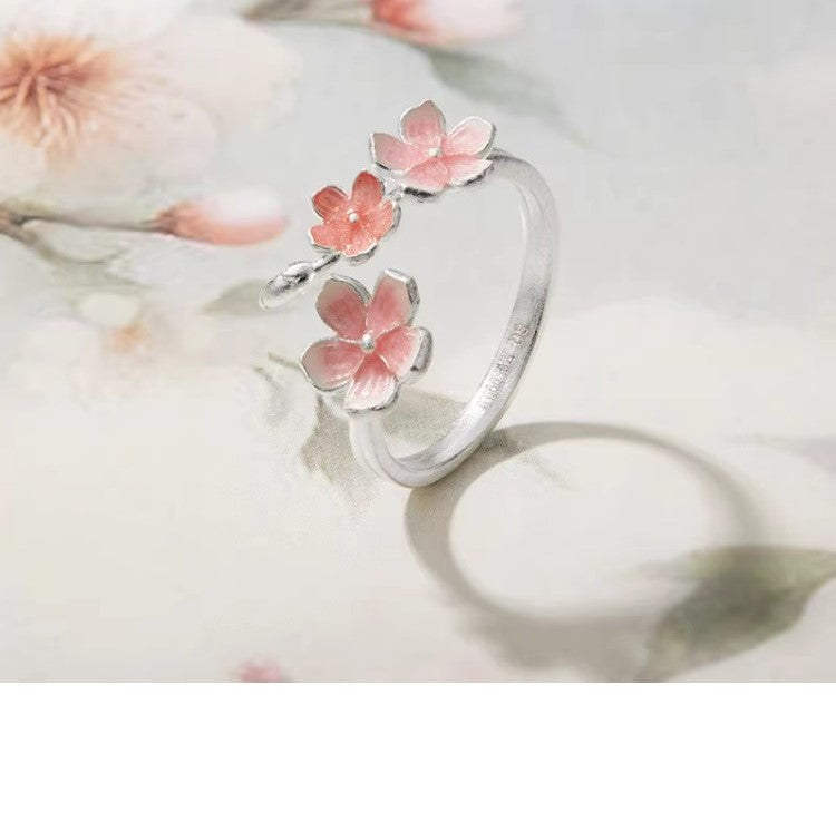 NA- Silver 999 Sakura Flower Ring Adjustable Resizable Fashion Ring//Cincin Bunga Sakura Perak 999 Cincin Fashion yang Dapat Disesuaikan dan Diubah Ukurannya