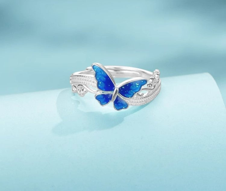 NA- Silve 999 Butterfly Design Ring Adjustable Resizable Fashion Ring//Cincin Desain Kupu-kupu Perak 999 Cincin Fashion yang Dapat Disesuaikan dan Diubah Ukurannya