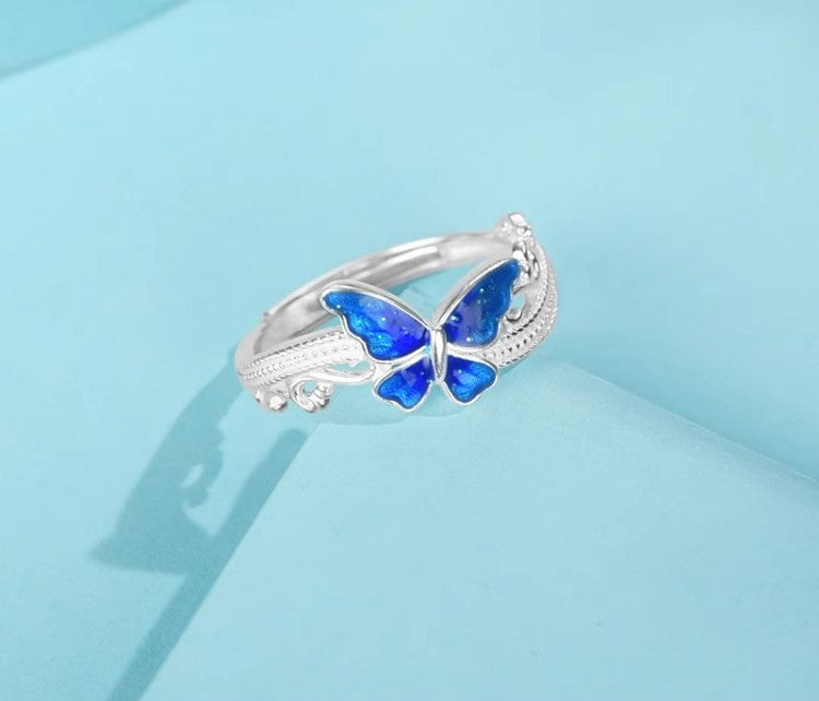 NA- Silve 999 Butterfly Design Ring Adjustable Resizable Fashion Ring//Cincin Desain Kupu-kupu Perak 999 Cincin Fashion yang Dapat Disesuaikan dan Diubah Ukurannya