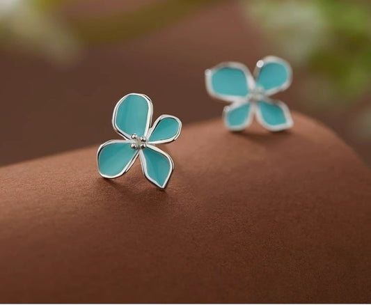 NA- Silver 999 Jasmine Flower Earrings Stud Fashion Design//Anting-anting Bunga Melati Perak 999 Desain Fashion