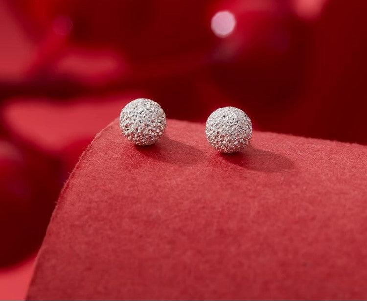 NA- Silver 999 Earrings Stud Cute Ball Simple Fashion Design//Anting Perak 999 Stud Bola Lucu Desain Fashion Sederhana