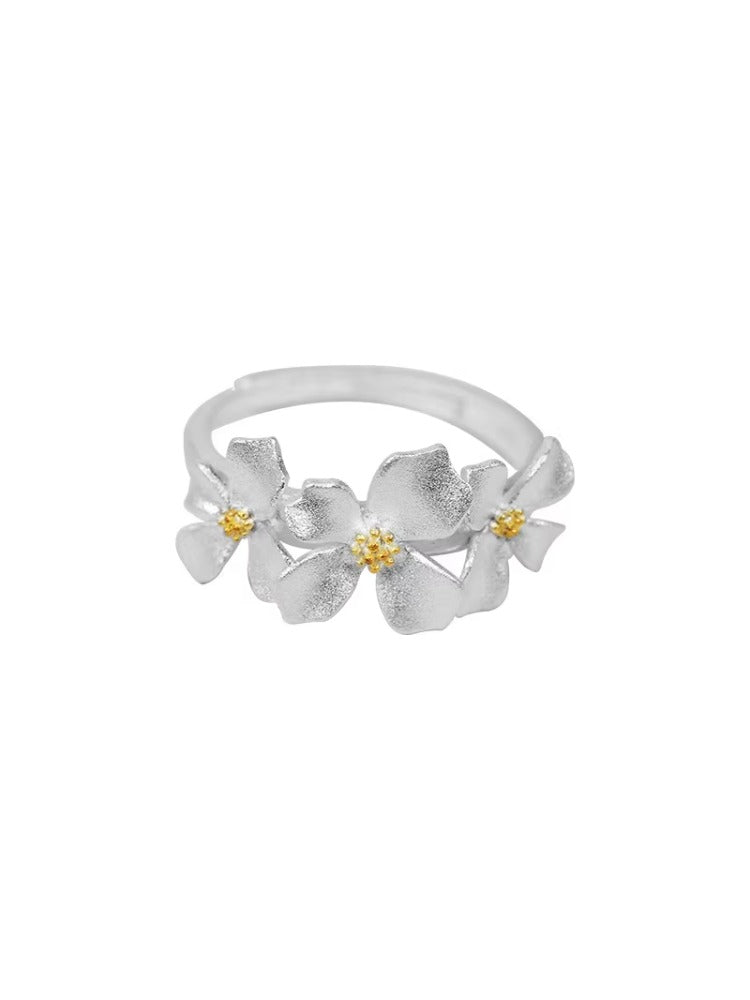 NA- Silver 999 Jasmine Flower Ring Adjustable Resizable Fashion Ring//Cincin Bunga Melati Perak 999 Cincin Fashion yang Dapat Disesuaikan dan Diubah Ukurannya