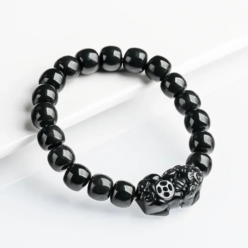 NA- Black Jade Mocui Pixiu Burma Myanma Jadeite Jade Bracelets 10mm//Gelang Giok Hitam Mocui Pixiu Burma Myanmar Jadeite Jade 10mm