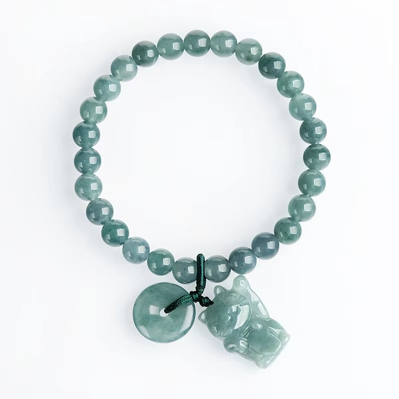 NA- Guatemala Jade Bracelet With Beautiful Decoration Original Jadeite Jade Grade A  6.5mm//Gelang Giok Guatemala dengan Dekorasi Indah, Giok Jadeite Asli Grade A 6,5mm