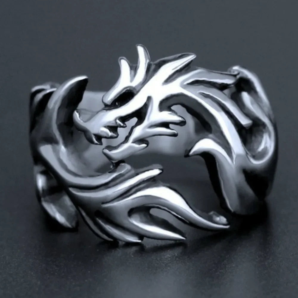 NA- Dragon Stainless Steel Ring Adjustable Resizable Fashion Ring Unisex//Cincin Naga Stainless Steel Cincin Fashion Unisex yang Dapat Disesuaikan dan Diubah Ukurannya