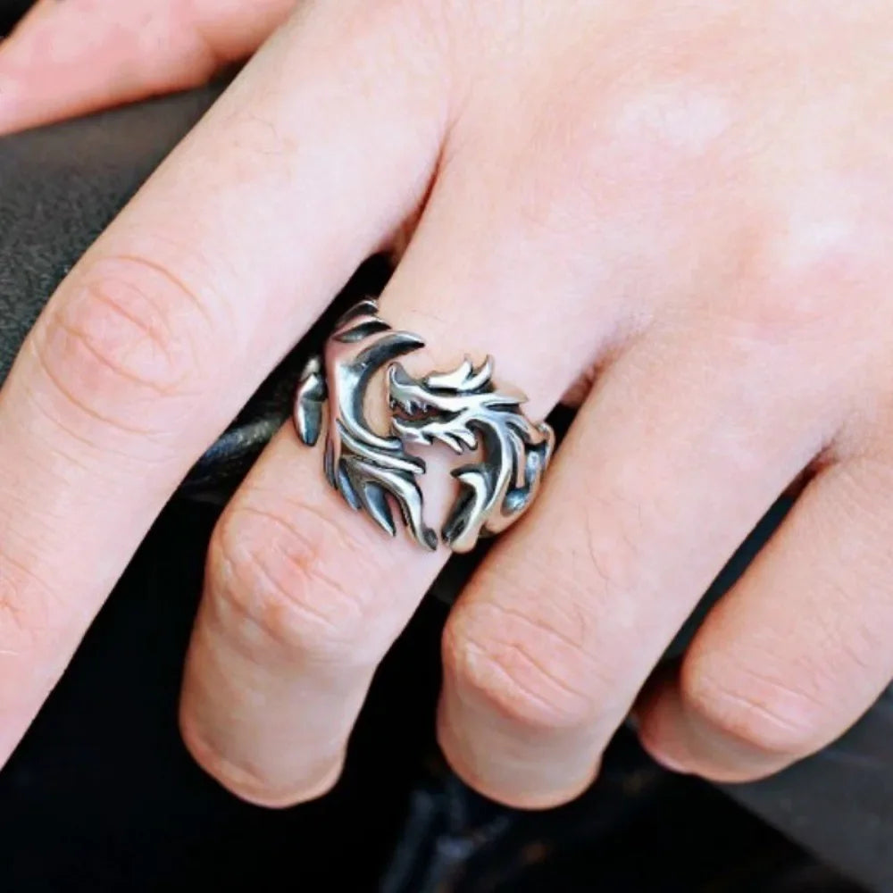 NA- Dragon Stainless Steel Ring Adjustable Resizable Fashion Ring Unisex//Cincin Naga Stainless Steel Cincin Fashion Unisex yang Dapat Disesuaikan dan Diubah Ukurannya