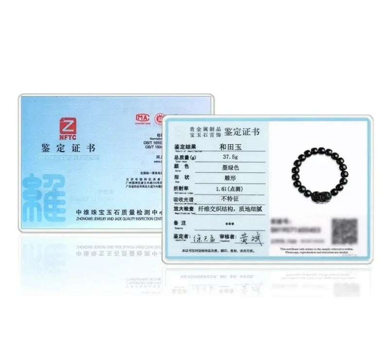 NA- Black Jade Mocui Pixiu Burma Myanma Jadeite Jade Bracelets 10mm//Gelang Giok Hitam Mocui Pixiu Burma Myanmar Jadeite Jade 10mm