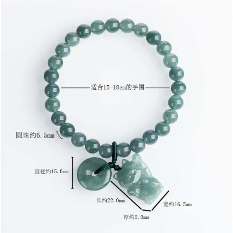NA- Guatemala Jade Bracelet With Beautiful Decoration Original Jadeite Jade Grade A  6.5mm//Gelang Giok Guatemala dengan Dekorasi Indah, Giok Jadeite Asli Grade A 6,5mm