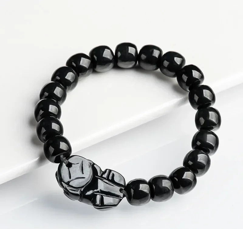 NA- Black Jade Mocui Pixiu Burma Myanma Jadeite Jade Bracelets 10mm//Gelang Giok Hitam Mocui Pixiu Burma Myanmar Jadeite Jade 10mm
