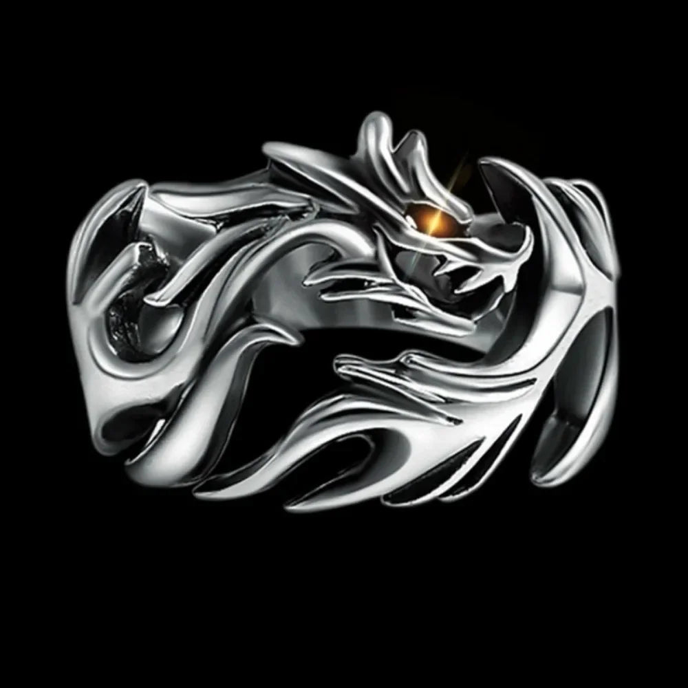 NA- Dragon Stainless Steel Ring Adjustable Resizable Fashion Ring Unisex//Cincin Naga Stainless Steel Cincin Fashion Unisex yang Dapat Disesuaikan dan Diubah Ukurannya