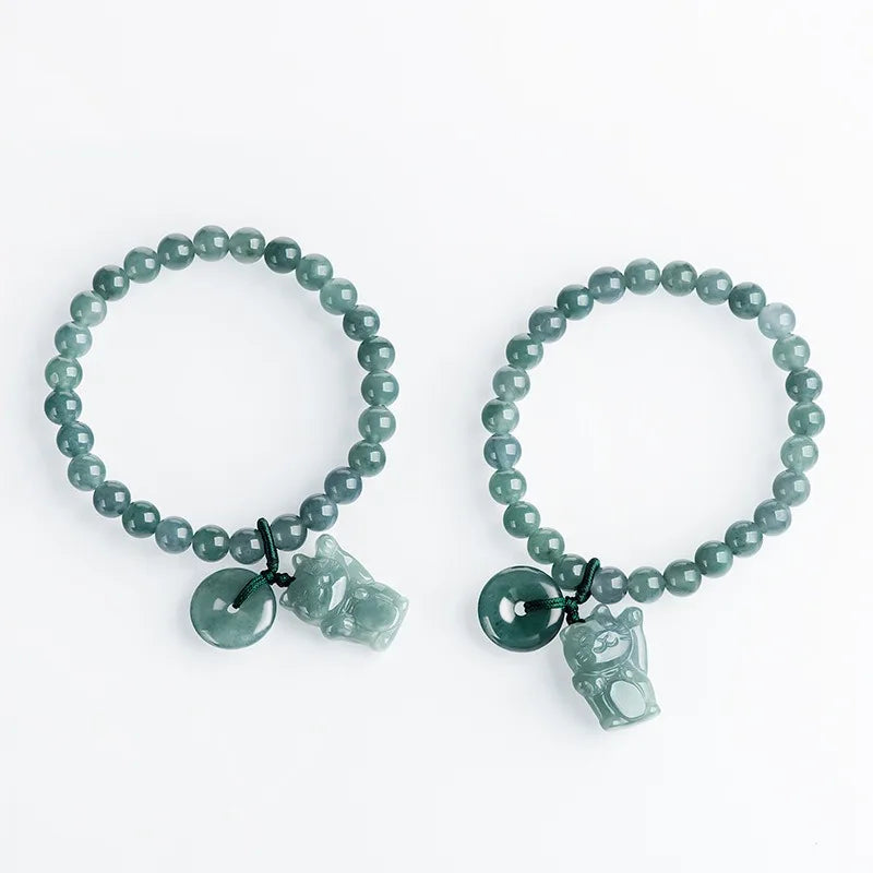 NA- Guatemala Jade Bracelet With Beautiful Decoration Original Jadeite Jade Grade A  6.5mm//Gelang Giok Guatemala dengan Dekorasi Indah, Giok Jadeite Asli Grade A 6,5mm