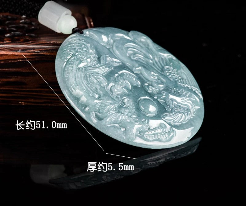 NA- Dragon & Phoneix Necklace Pendant Jadeite Jade Guatemala Type A//Dragon & Phoneix Necklace Pendant Jadeite Jade Guatemala Type A