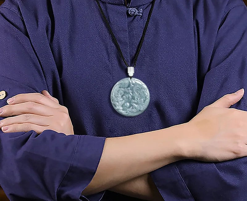 NA- Dragon & Phoneix Necklace Pendant Jadeite Jade Guatemala Type A//Dragon & Phoneix Necklace Pendant Jadeite Jade Guatemala Type A