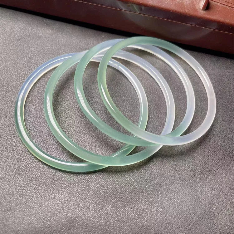 NA- Agate Bangles Floating Green Half Lanscape Bracelets//NA Gelang Batu Akik NA Mengambang Hijau Setengah Lanskap Gelang