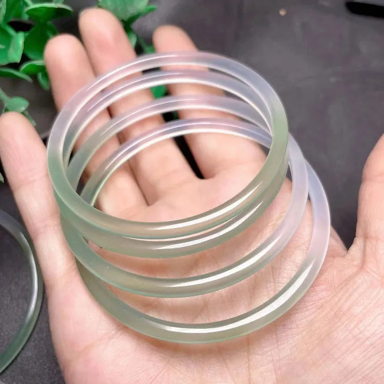 NA- Agate Bangles Floating Green Half Lanscape Bracelets//NA Gelang Batu Akik NA Mengambang Hijau Setengah Lanskap Gelang