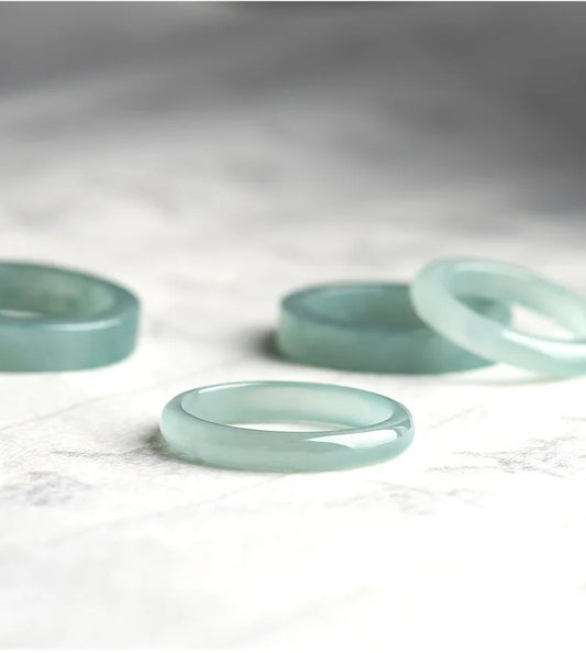 NA- A Type Natural Jade Ring Round & Rectangle Style Guatemala Jadeite Jade//NA Cincin Giok Alami Tipe A Gaya Bulat & Persegi Panjang Giok Guatemala Jadeite