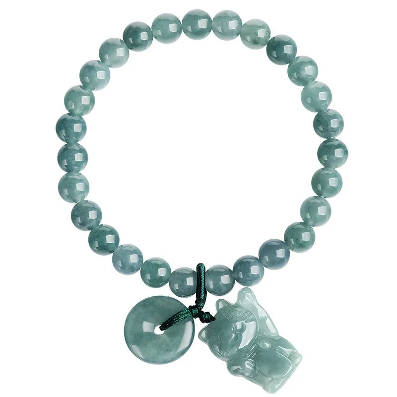 NA- Guatemala Jade Bracelet With Beautiful Decoration Original Jadeite Jade Grade A  6.5mm//Gelang Giok Guatemala dengan Dekorasi Indah, Giok Jadeite Asli Grade A 6,5mm