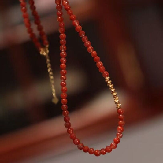 NA- Nanhong South China Red Agate Beads Necklace 6mm Baoshan//Kalung Manik Batu Akik Merah Nanhong Cina Selatan 6mm Baoshan