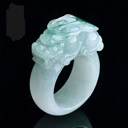 NA- Dragon Jade Ring Burma Jadeite Jade Artistic Craftsmenship//Cincin Giok Naga NA Jadeite Burma Kerajinan Artistik Giok