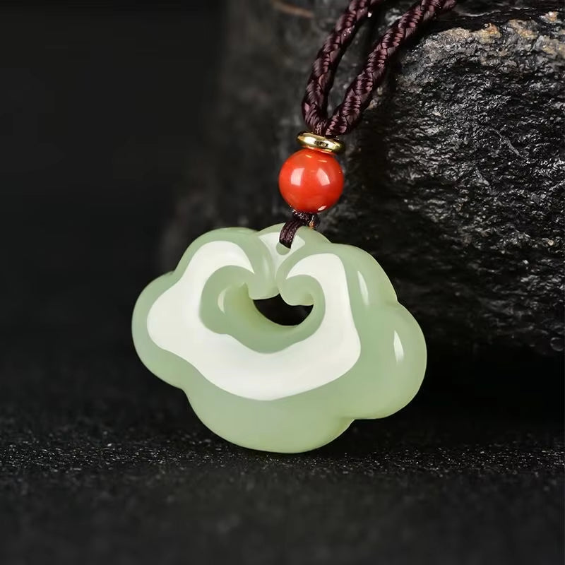 NA- Nephrite Jade Hetian Ruyi Cloud Pendant Necklace//Kalung Liontin Awan Hetian Ruyi Giok Nefrit