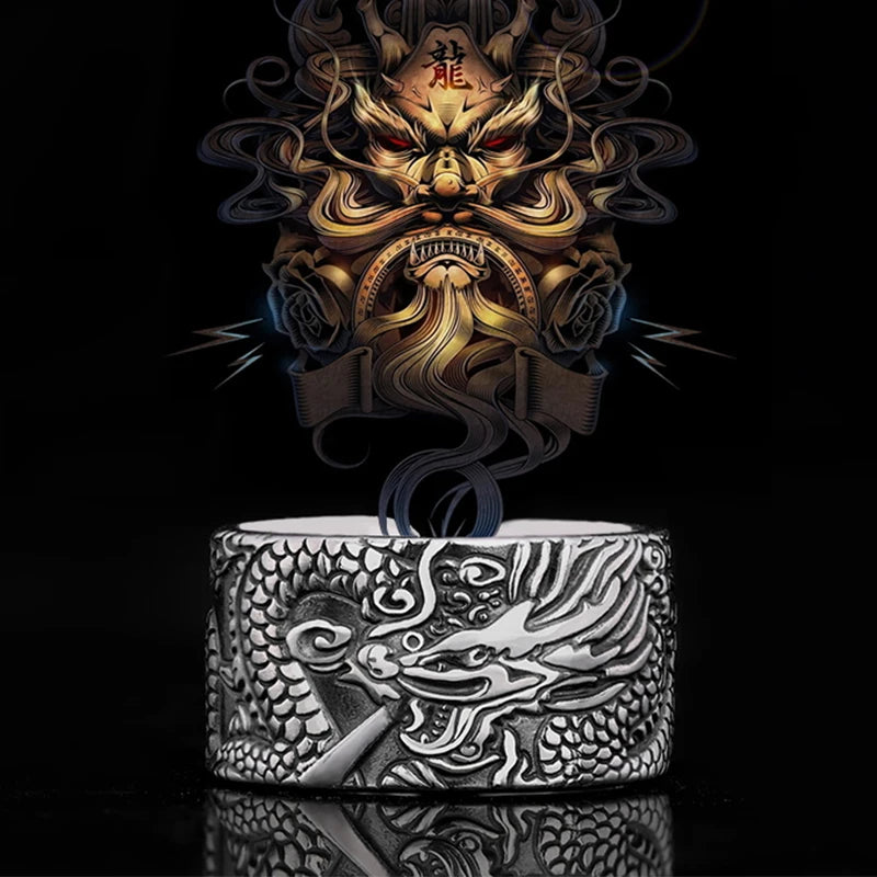 NA- Dragon Sterling Silver Ring Adjustable Resizable Fashion Ring Unisex//Cincin Perak Sterling Naga Cincin Fashion Unisex yang Dapat Disesuaikan dan Diubah Ukurannya