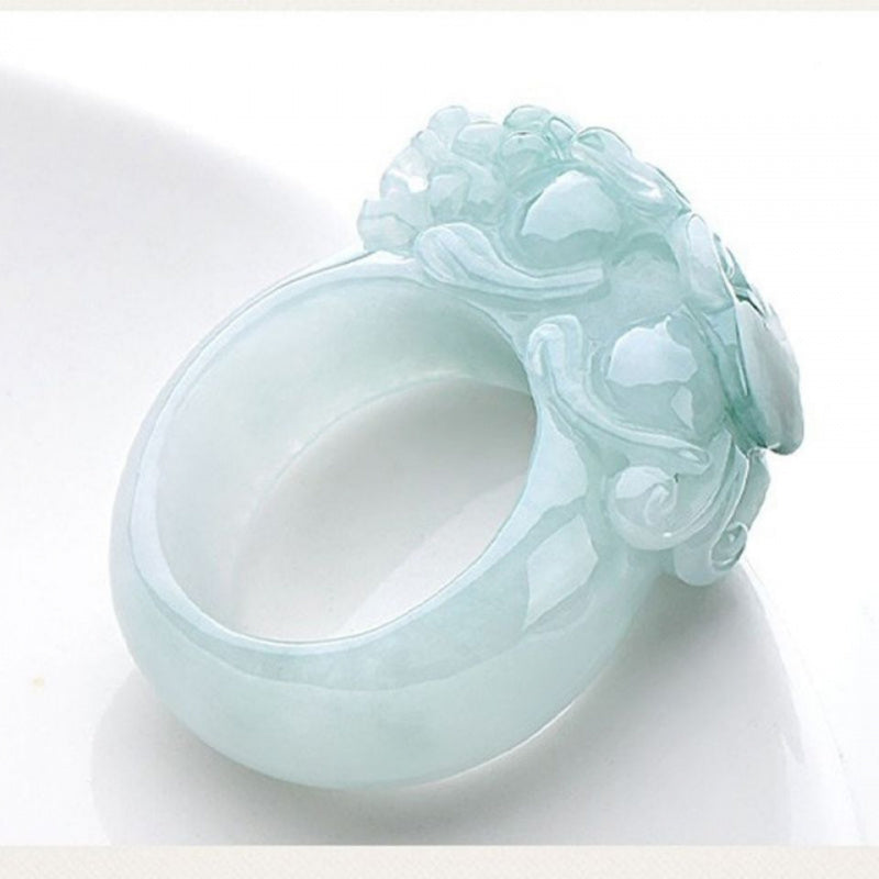 NA- Dragon Jade Ring Burma Jadeite Jade Artistic Craftsmenship//Cincin Giok Naga NA Jadeite Burma Kerajinan Artistik Giok