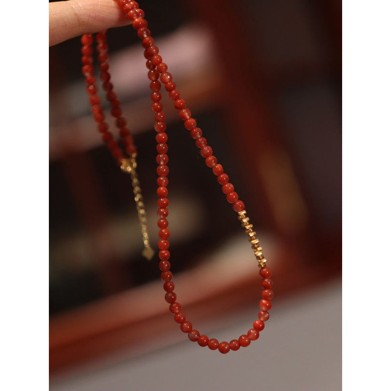 NA- Nanhong South China Red Agate Beads Necklace 6mm Baoshan//Kalung Manik Batu Akik Merah Nanhong Cina Selatan 6mm Baoshan