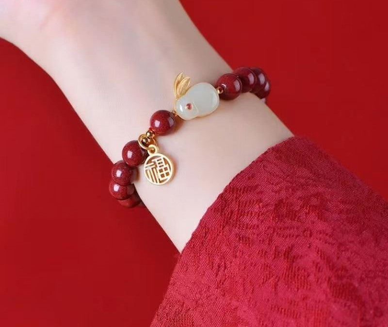 NA- South China Red Agate Baoshan Nanhong Bracelets Elastic & Adjustable//Gelang Baoshan Nanhong Batu Akik Merah Cina Selatan Elastis & Dapat Disesuaikan