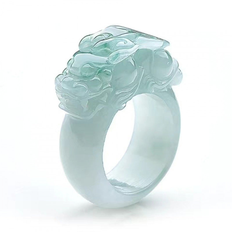 NA- Dragon Jade Ring Burma Jadeite Jade Artistic Craftsmenship//Cincin Giok Naga NA Jadeite Burma Kerajinan Artistik Giok