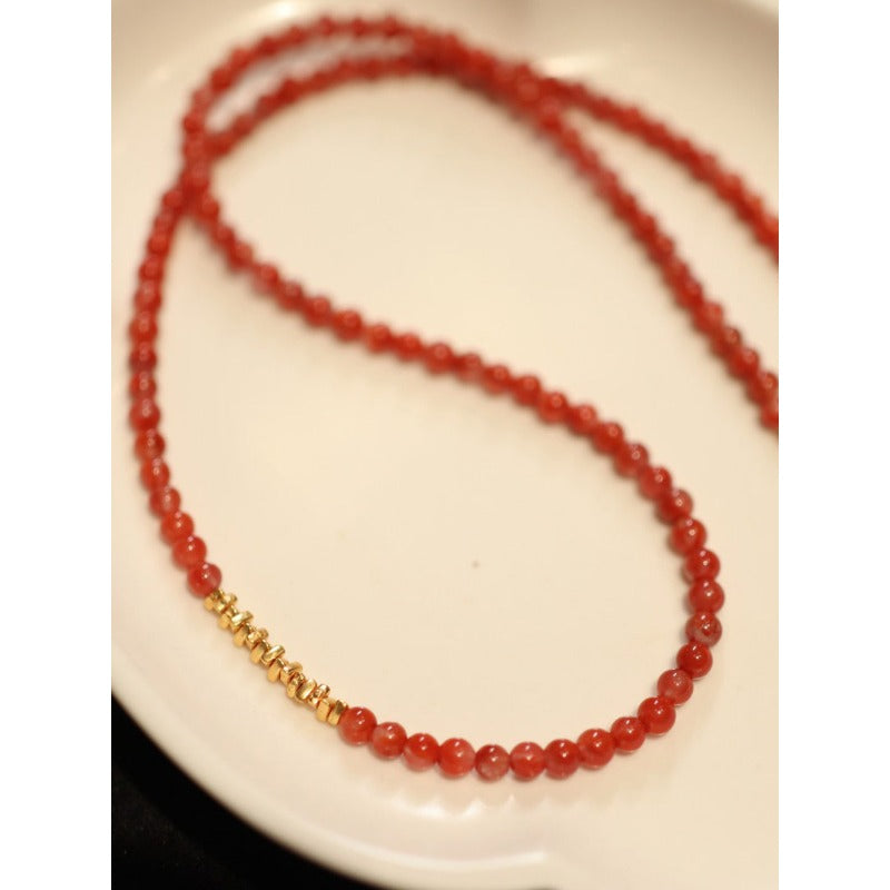 NA- Nanhong South China Red Agate Beads Necklace 6mm Baoshan//Kalung Manik Batu Akik Merah Nanhong Cina Selatan 6mm Baoshan