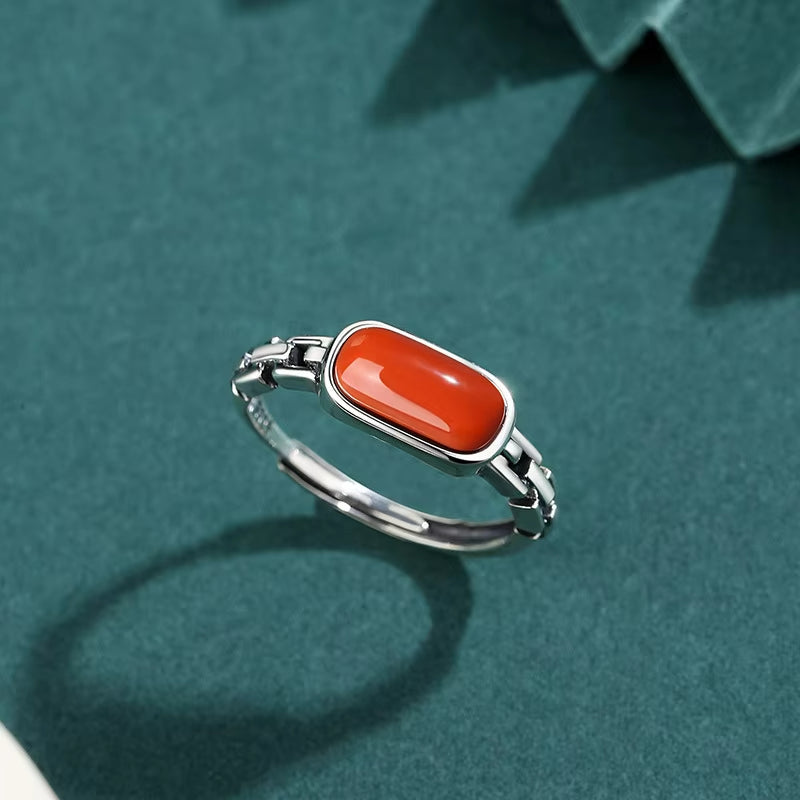 NA- Baoshan Nanhong South China Red Agate Ring Open Ring//Cincin Terbuka Batu Akik Merah Cina Selatan Baoshan Nanhong