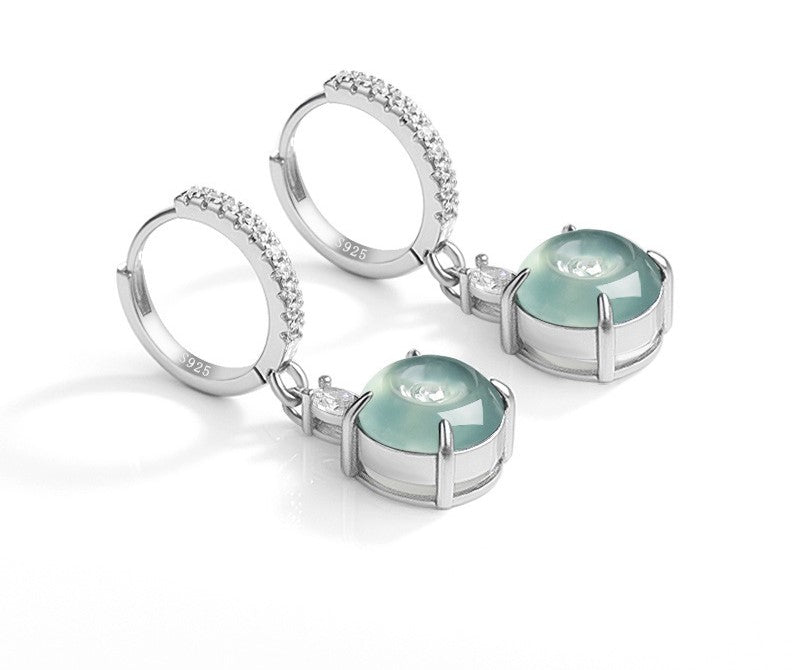 NA- Donut Earring Guatemala Jadeite Jade Grade A Light Blue Water S925 Setting//Anting Donat Guatemala Jadeite Jade Grade A Light Blue Water S925 Setting