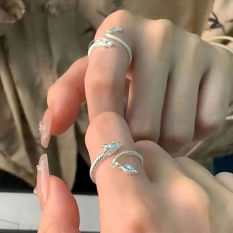 NA- Dragon Sterling Silver Ring Adjustable Resizable Fashion Ring Unisex//Cincin Perak Sterling Naga Cincin Fashion Unisex yang Dapat Disesuaikan dan Diubah Ukurannya