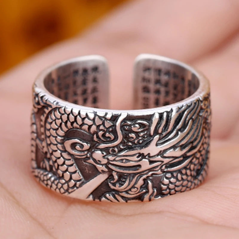 NA- Dragon Sterling Silver Ring Adjustable Resizable Fashion Ring Unisex//Cincin Perak Sterling Naga Cincin Fashion Unisex yang Dapat Disesuaikan dan Diubah Ukurannya
