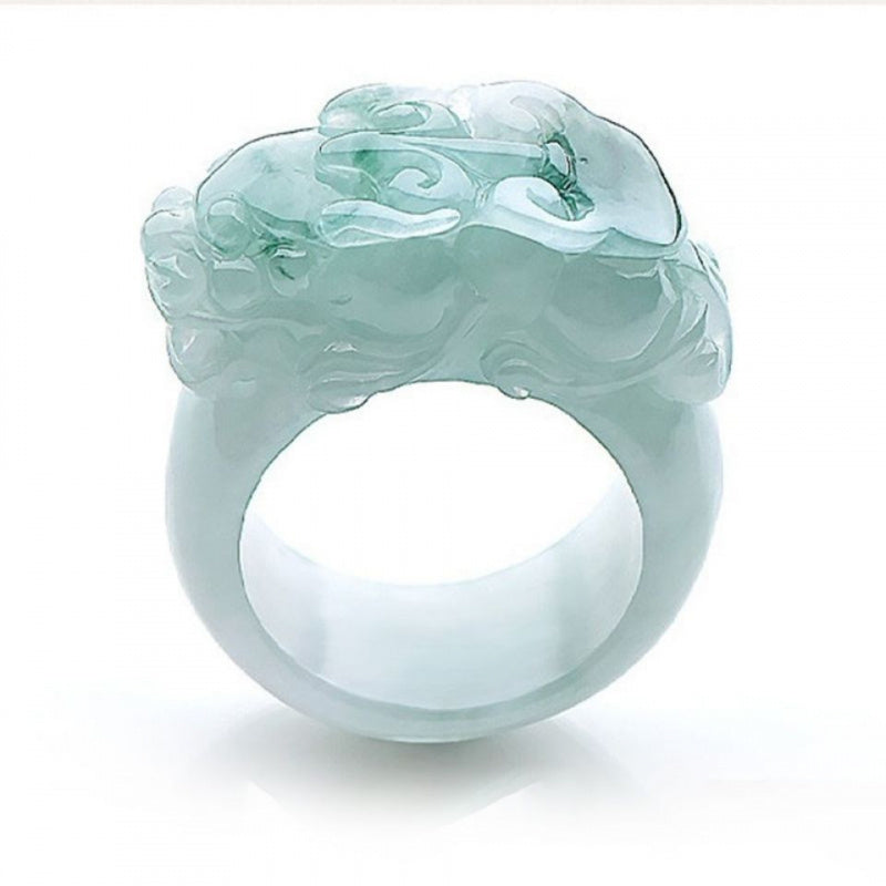 NA- Dragon Jade Ring Burma Jadeite Jade Artistic Craftsmenship//Cincin Giok Naga NA Jadeite Burma Kerajinan Artistik Giok